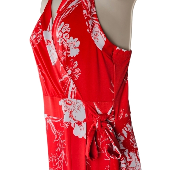 MARKET & SPRUCE Hellena Faux Wrap Red and White Knit Maxi Dress - Picture 4 of 10